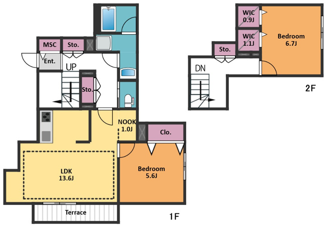【間取り】 | オカバ世田谷深沢ヘーベルメゾン | 猫さんにうれしい設備が盛りだくさん♪メゾネットタイプの広々2LDKです！