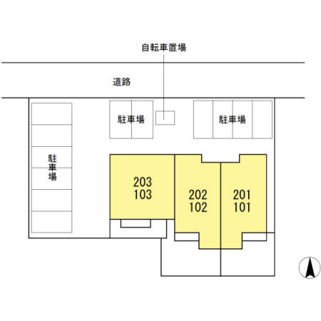 春日井市勝川新町２丁目のアパートの駐車場