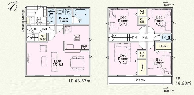 旭区上白根町　新築戸建ての間取り