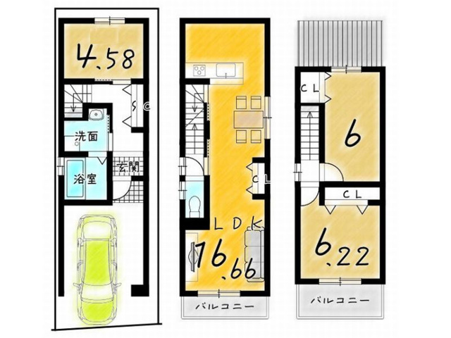 【間取り】 | 山科区西野山欠ノ上町　新築戸建