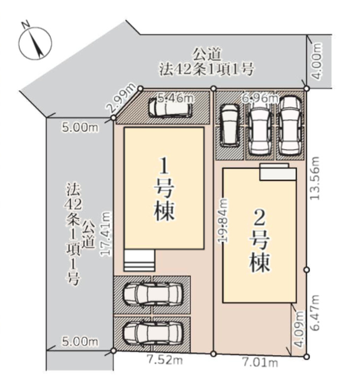 熊谷市宮本町　新築戸建　全２棟の区画図