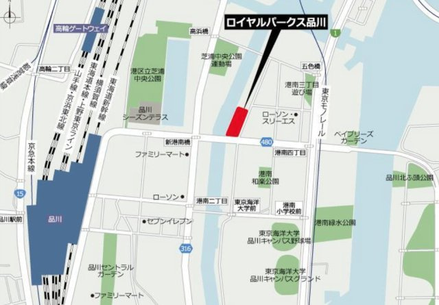 ロイヤルパークス品川の地図