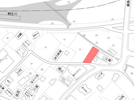 桐生市境野町1丁目土地の区画図