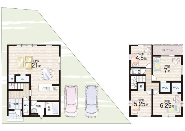 大津市本丸町　第1期　新築一戸建ての間取り