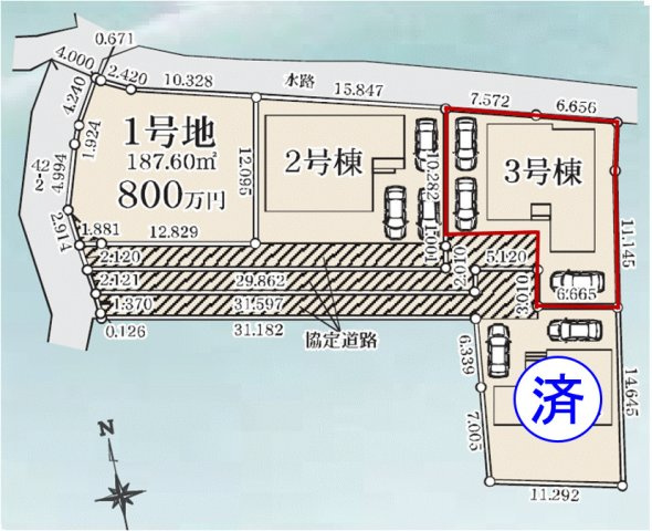 藤岡市下栗須第１期（全3棟１区画）3号棟の区画図