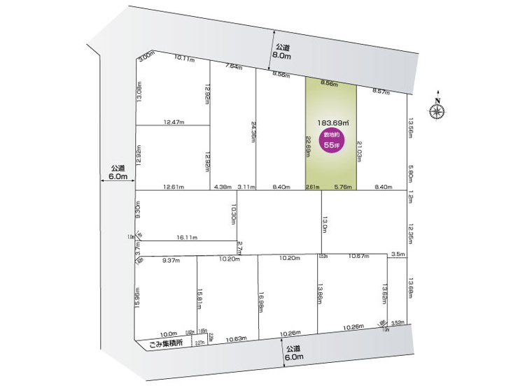 南5丁目（全13区画）4号棟:敷地面積　183.69㎡（55.56坪)