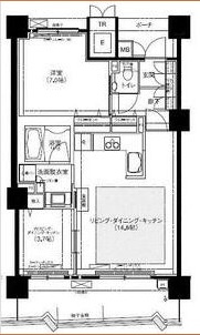 大阪市天王寺区筆ケ崎町の賃貸マンションの間取り