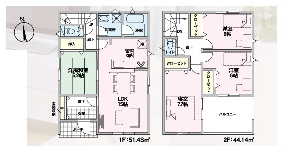 【間取り】 | Cradle garden深谷市武蔵野第2　新築住宅 | ≪1号棟≫
土地面積：60.53坪　建物面積：28.90坪