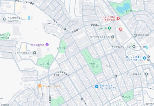 枚方市香里ケ丘　新築一戸建ての地図
