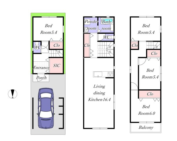 グレース　東成区神路の参考プラン|建物プラン例　建物価格　１８７０　万円、建物面積　101.9㎡