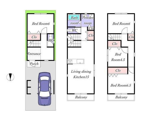 グレース　東成区神路の参考プラン|建物プラン例　建物価格　１５４０　万円、建物面積　100.44㎡