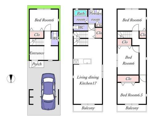 グレース　東成区神路の参考プラン|建物プラン例　建物価格　１６６０　万円、建物面積　106.92㎡