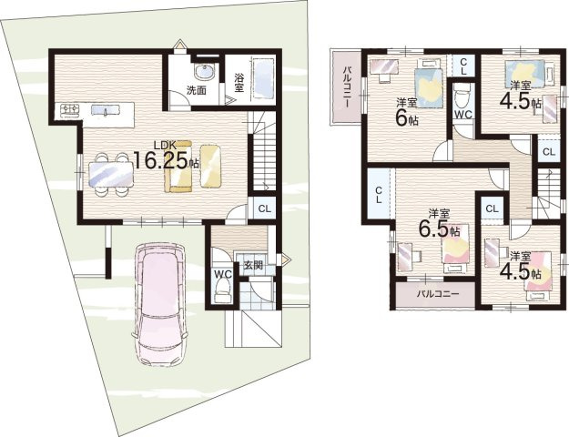 京都市山科区西野山中畑町　第1期　新築一戸建ての間取り