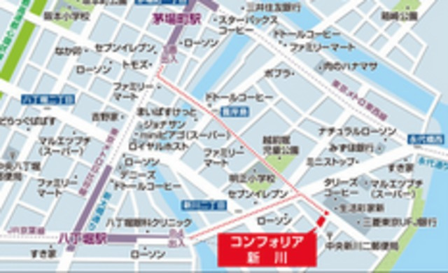 コンフォリア新川の地図