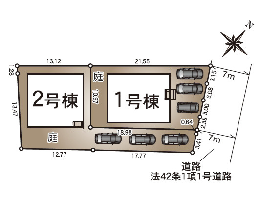 クレイドルガーデン／合志市野々島第１／２号棟の区画図