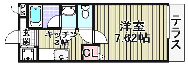 泉大津市池浦町４丁目のハイツの間取り