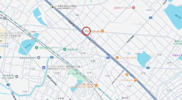 加古川市平岡町中野　　山陽電鉄「別府駅」徒歩15分の地図