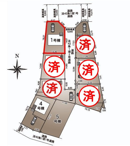 郡山市富田町大徳南第19　　　1号棟　　小山田小学校、郡山第6中学区の区画図