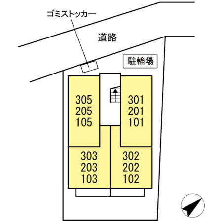 クレール藤沢Ⅱの区画図