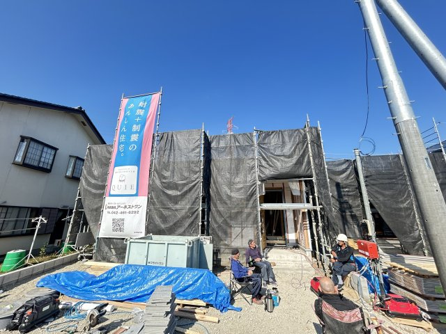 新築　高崎市箕郷町下芝第8　クレイドルガーデン　4号棟の外観|現地写真　2025年12月完成予定！類似物件のご内覧等、お気軽にお問合せください♪　							
