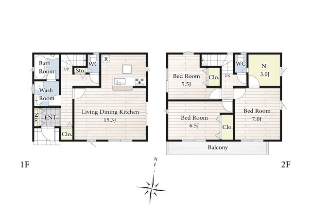 【間取り】 | 陽の光をたっぷりと浴びながら気持ち良く生活が出来ます。夢のマイホーム、夢ではなく実現出来ます！見学・ご相談等、お気軽にご連絡下さい。