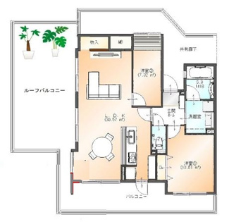 【間取り】 | アズループレシオ | 新婚様におすすめの２LDKの間取りです♪最上階角部屋でたいへん開放的です！！