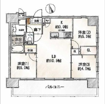 アイディスクエア川越新富町の間取り