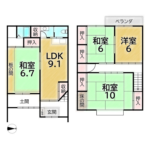 上京区柏清盛町 中古戸建の間取り