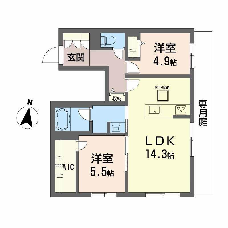熊本市中央区壺川２丁目の賃貸マンションの間取り