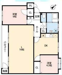 大宮七里グリーンハイツ2号棟の間取り|3LDK、南西向き陽当たり通風良好