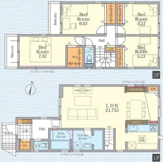 【間取り】 | 南区麻溝台8丁目  2号棟 1期 | 都市ガス　バルコニー2箇所　網戸標準仕様　シャッター2箇所付　食洗機・浄水器　浴室乾燥機+窓　全居室収納（メイン洋室はWIC）　全室2面採光
