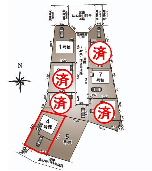 郡山市富田町大徳南第19　　　4号棟　　小山田小学校、大槻中学区の区画図