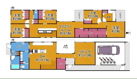 大阪市阿倍野区阪南町　中古戸建の間取り