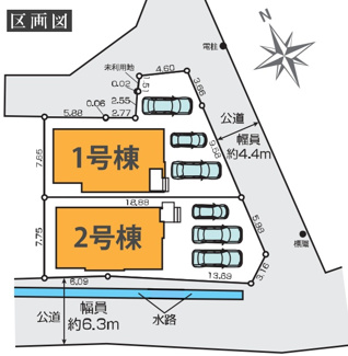 【区画図】 | 【仲介手数料無料！！】日野市新井2丁目　新築戸建て（全2棟）1号棟　5549万円