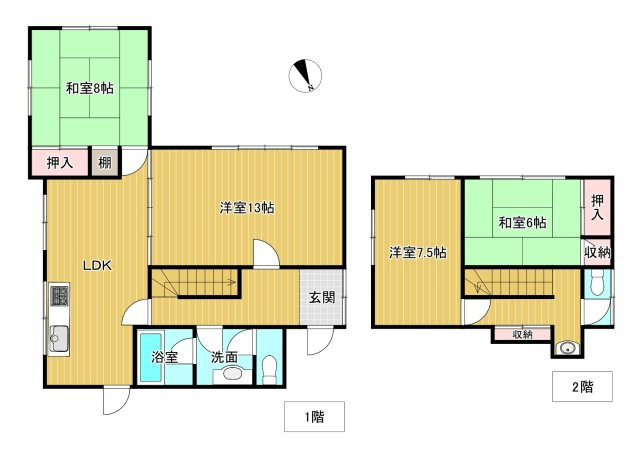川奈　戸建ての間取り|使い勝手の良い4LDKの間取り
