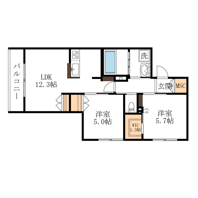 Ｇｒａｃｅ　ｃｏｕｒｔ東棟の間取り