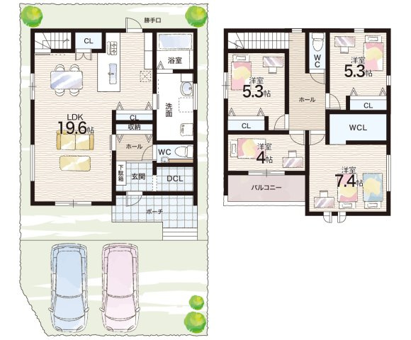 三田市つつじが丘南　新築一戸建ての間取り