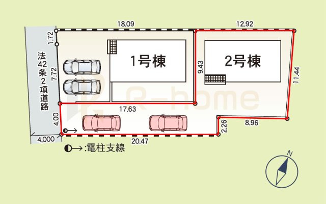土浦市霞ケ岡町第3　新築戸建て　2号棟の区画図|大きなお買い物だからこそ、メリット・デメリットを伝えさせて頂きます。
R-homeにお任せください♪