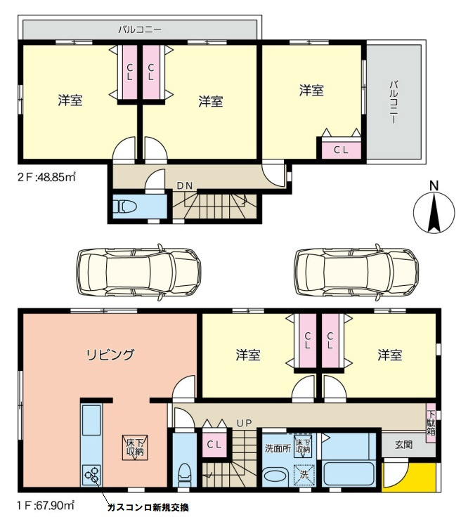 三郷市　彦成2丁目　　中古戸建の間取り|間取図です