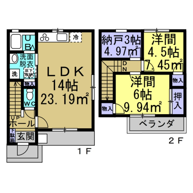 花井メゾネット借家の間取り