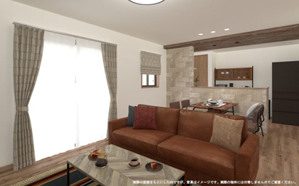 【完成予想図】 | 【LDK　イメージパース】
※画像は設計図面を基に作成したイメージです。