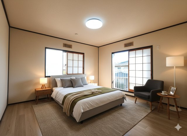 北葛飾郡松伏町　ゆめみ野6丁目　中古戸建の洋室|大切なプライベート空間です。アレンジしやすいシンプルなお部屋です　※家具をCGで加工しており、家具付き販売ではございません。