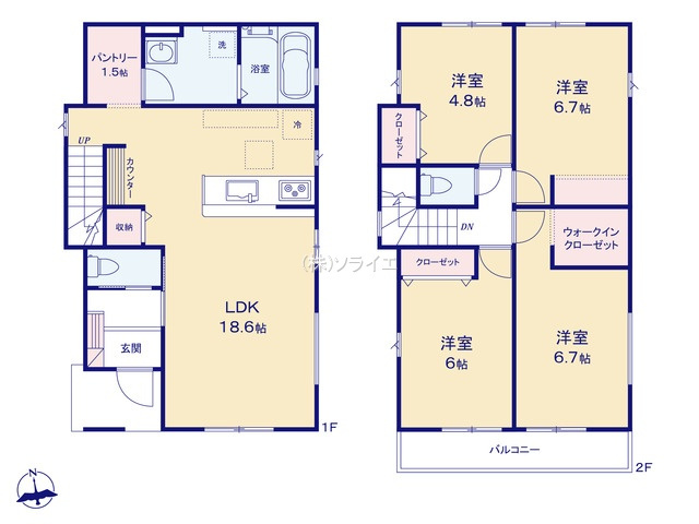 川越市山田1期　全2棟　クラフトピットの間取り|令和7年11月4日撮影。