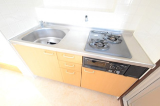 2口ガスコンロ付きで機能的なキッチンです！