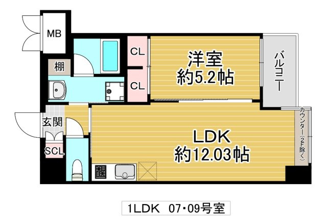 東大阪市長田中１丁目の賃貸マンションの間取り
