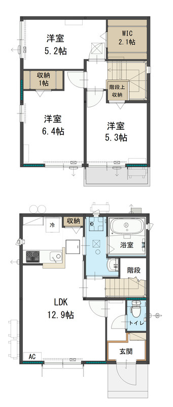 川越的場貸家 B棟の間取り