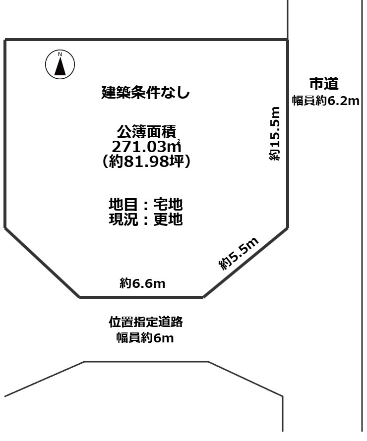 高島市今津町下弘部81坪売地の土地図