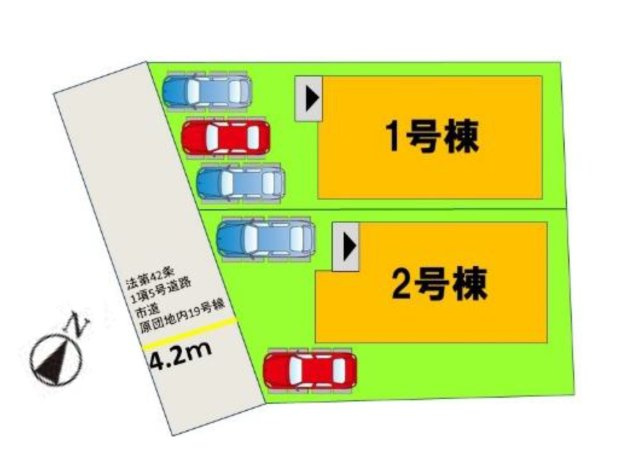 福津市福間南5丁目第6-2棟（2号棟）の区画図|配置図（2号棟）