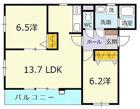 広島市安佐北区深川３丁目の賃貸マンションの間取り