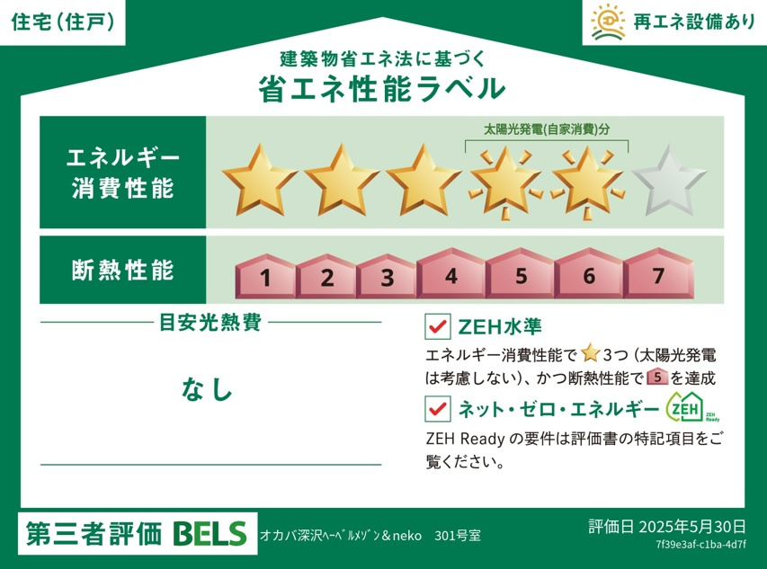 オカバ世田谷深沢ヘーベルメゾンの省エネ性能ラベル